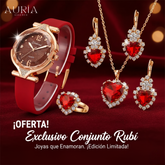 Conjunto de Joyas Pasión Eterna – Reloj, Collar, Aros y Anillo