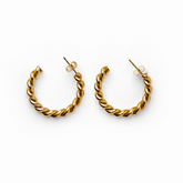 Pendientes de Media Aro Torcidos Chapados en Oro de 18K