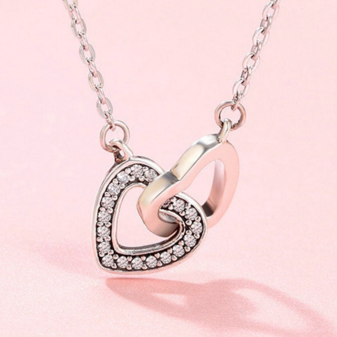 Collar Corazones Conectados de Plata