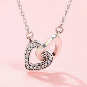 Collar Corazones Conectados Plata